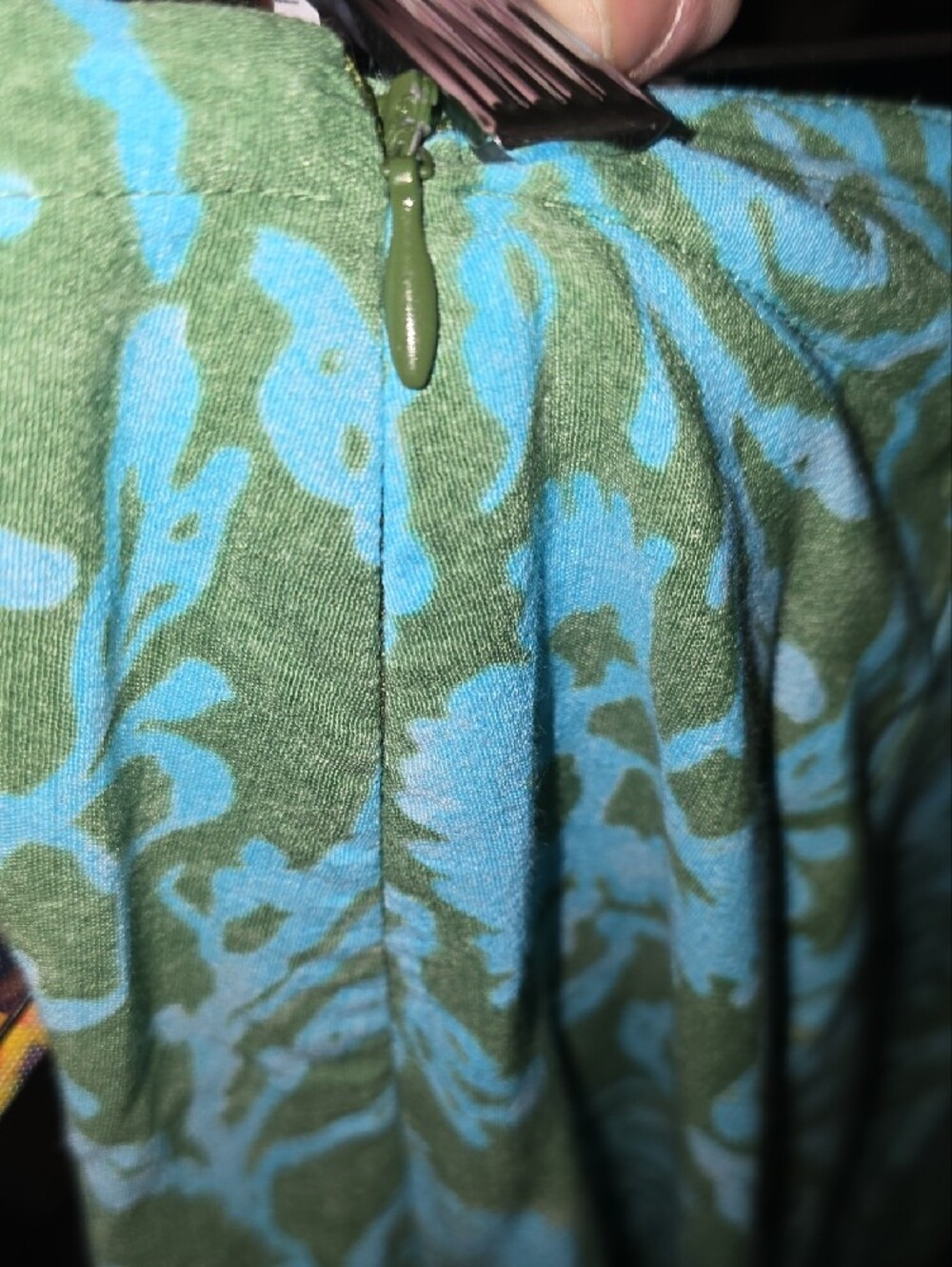 Sigrid Olsen Aqua and Olive Floral Border A-Line Skirt - Picture 6 of 6